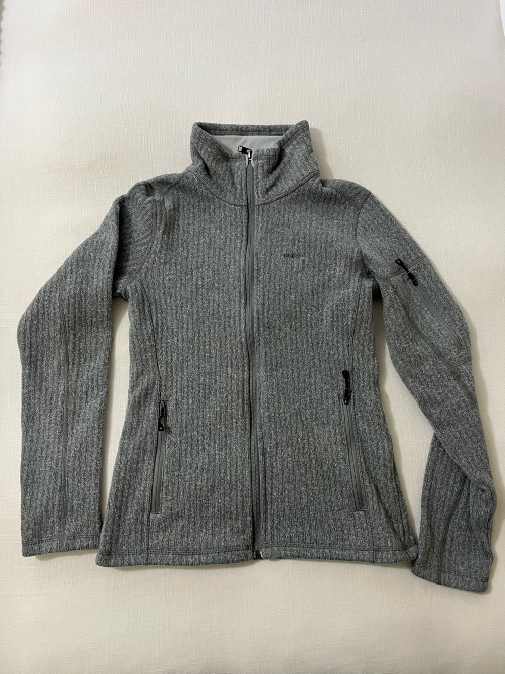 Patagonia Gray Full-Zip Ribbed Knit Jacket